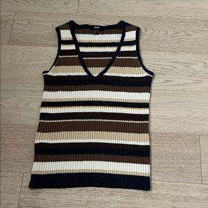 Mango Brown and Cream Knit Top